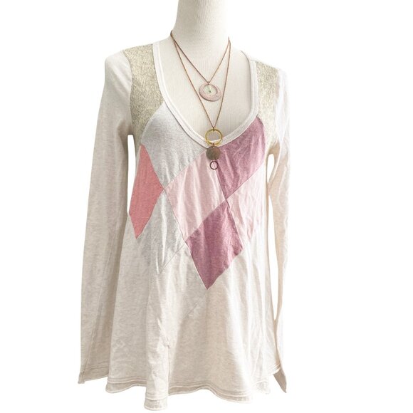Free People Tops - Free People long sleeve patchwork tee shirt - Size Small